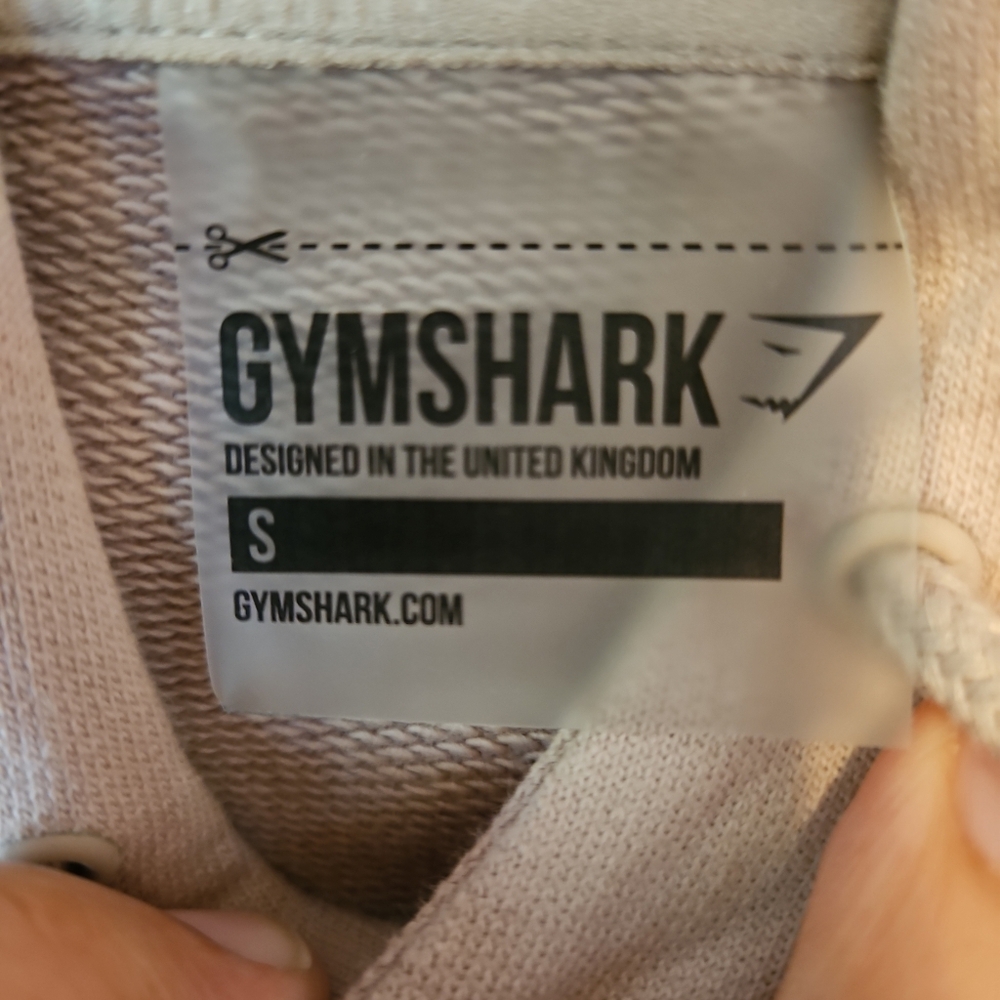 Gymshark Cropped Hoodie Short Sleeve Tan Logo Back Athleisure Streetwear S - Picture 5 of 5